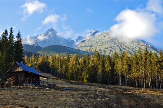 Wooden house in High Tatras Mountains in Slovakia.