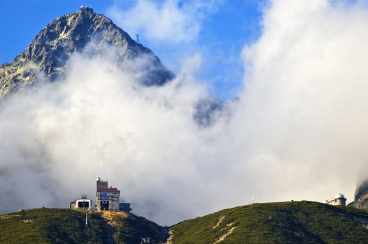 Ski lift in High Tatras Mountains in Slovakia