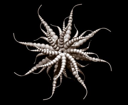 Abstract organic form on black background - 3d illustration
