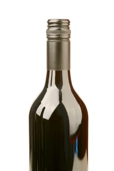 Bottles of red wine isolated against a white background