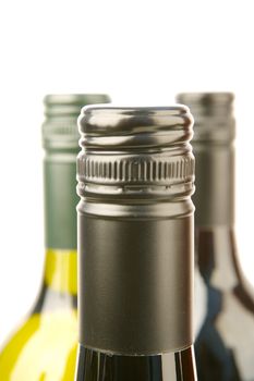 Red and white wine isolated against a white background