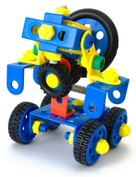 Toy machine collected from plastic constructor