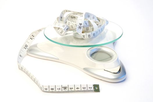 Weight watching healthy living items isolated.
