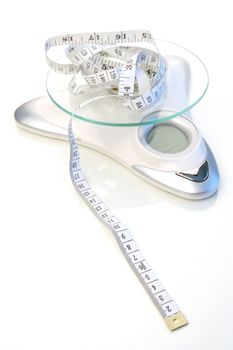 Weight watching healthy living items isolated.