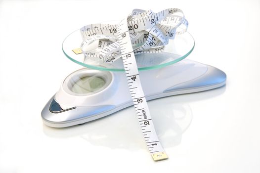 Weight watching healthy living items isolated.