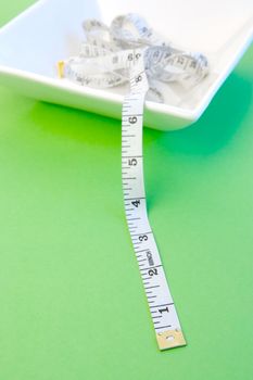 Weight watching healthy living items isolated.