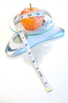Weight watching healthy living items isolated.
