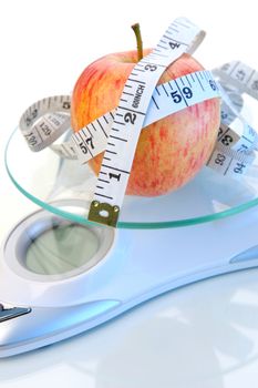 Weight watching healthy living items isolated.