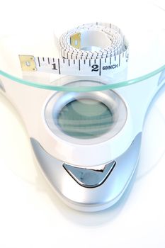 Weight watching healthy living items isolated.