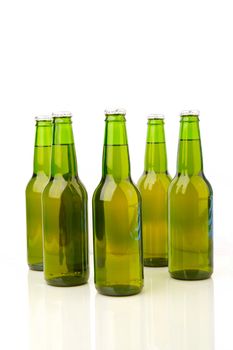 Bottles of beer isolated on a white background