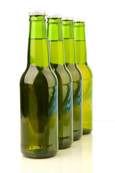 Bottles of beer isolated on a white background