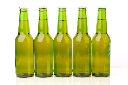 Bottles of beer isolated on a white background