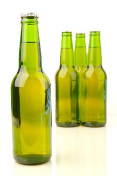 Bottles of beer isolated on a white background