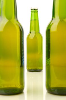 Bottles of beer isolated on a white background
