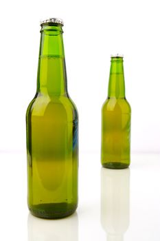 Bottles of beer isolated on a white background