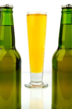Bottles of beer isolated on a white background