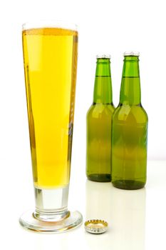 Bottles of beer isolated on a white background