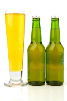 Bottles of beer isolated on a white background