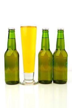Bottles of beer isolated on a white background