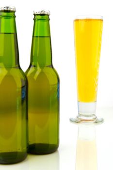 Bottles of beer isolated on a white background