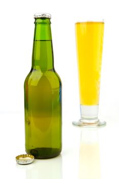 Bottles of beer isolated on a white background