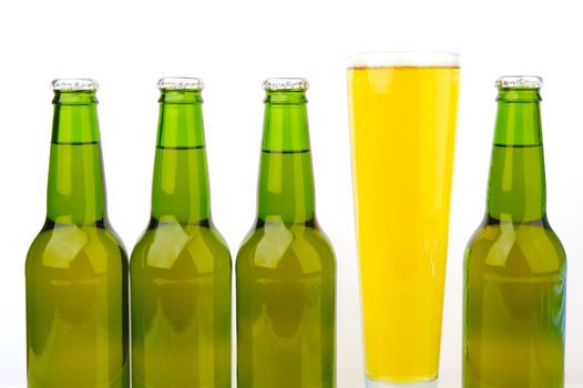 Bottles of beer isolated on a white background