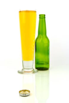 Bottles of beer isolated on a white background