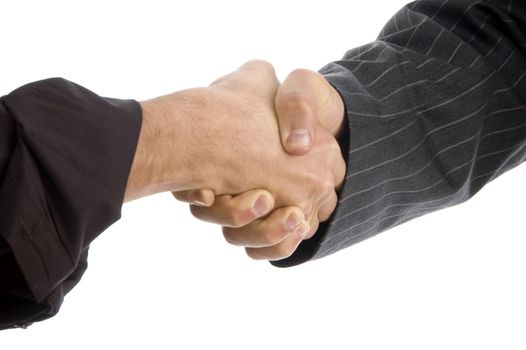 businessmen hands with successful deal with white background