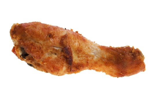 Fried chicken drumstick in isolated white background
