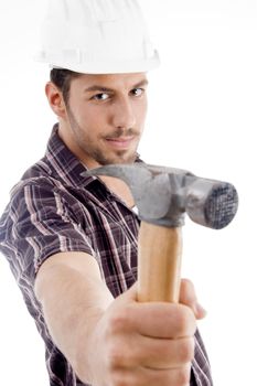 architect showing hammer on an isolated background