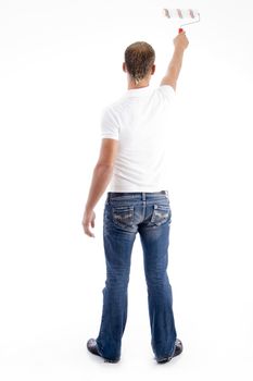 painting pose of cool male on an isolated background