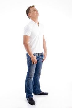 handsome male in relaxing pose on an isolated background