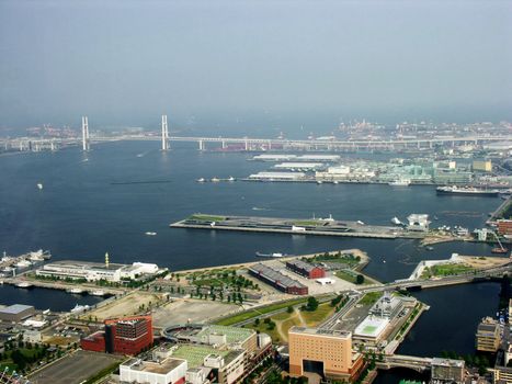 Tokyo Port and bay view from air