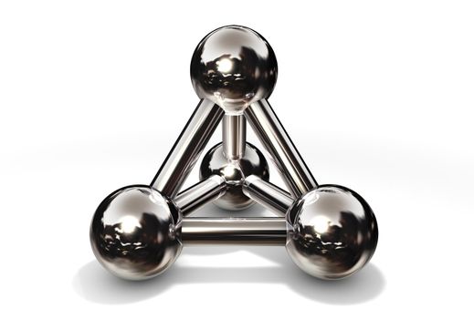 simple chrome/silver/steel molecular structure rendered in 3D