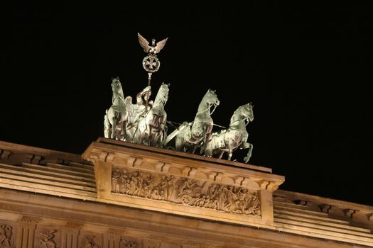 quadriga close up shot at brandenburg gate, berlin germany