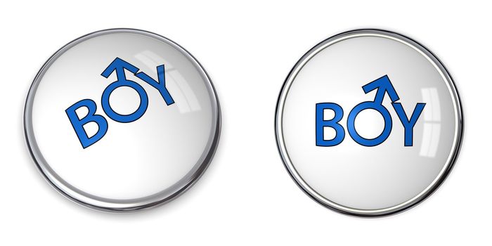 white button with word boy and male gender symbol