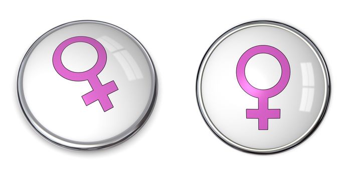 button with pink female symbol - two aspects