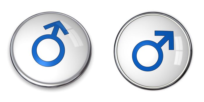 button with blue male symbol - two aspects