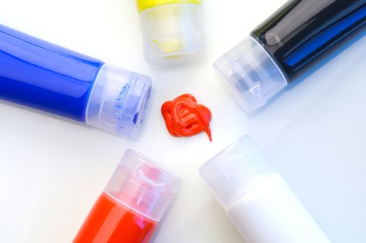 Acrylic paints isolated on a white background