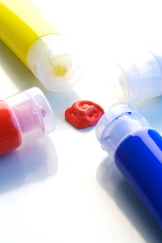 Acrylic paints isolated on a white background