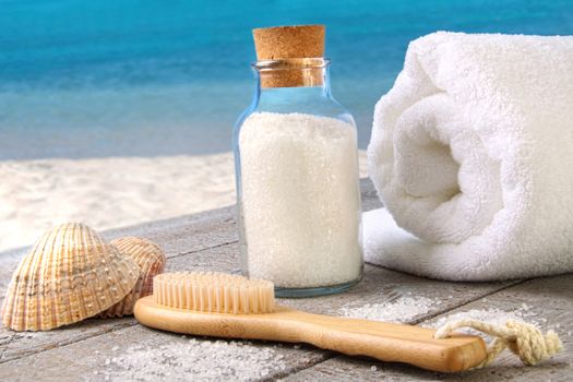 Sea salt, brush with towel at the beach