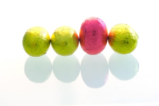 Easter eggs isolated against a white background