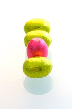 Easter eggs isolated against a white background