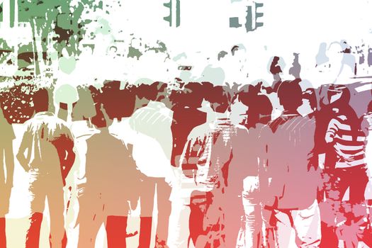 Crowd Abstract Background in Colors and White