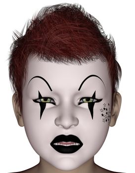 3D rendered halloween painting face mask on young boy face on white background isolated