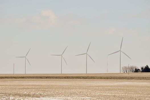 Indiana Wind Turbines in a row - background