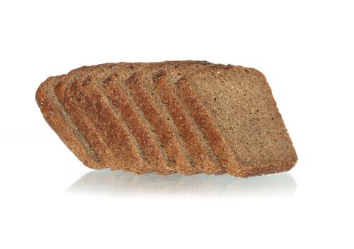 Slices of rye bread isolated on white background with clipping path