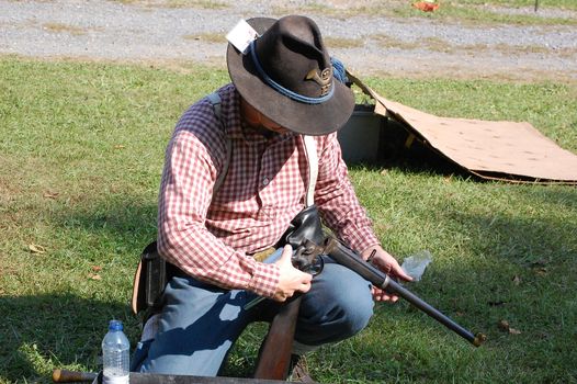 Zouave checks his Carbine