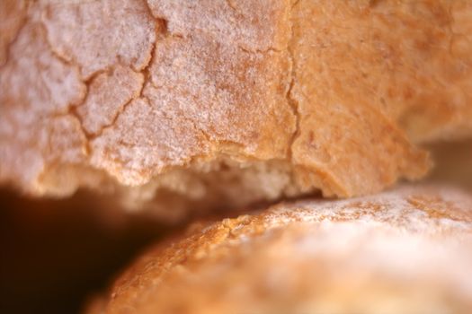Macro of bread crust with flour