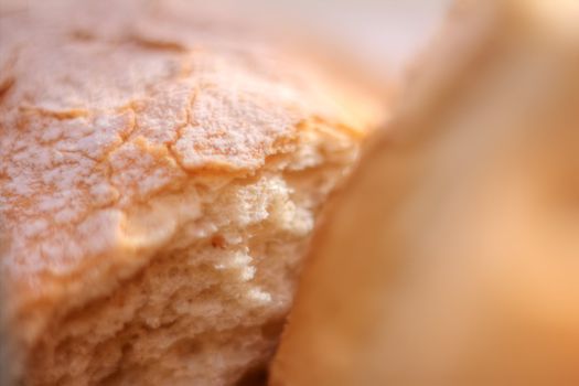 Macro of freshly baked bread in warm, pleasing light.